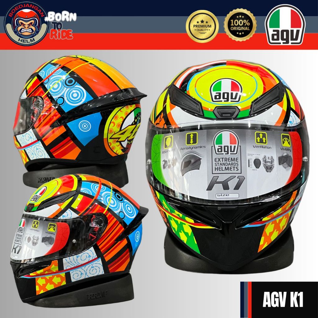 AGV K1 ELEMENT RED YELLOW - AGV FULL FACE - AGV K1 - AGV MOTIF K1
