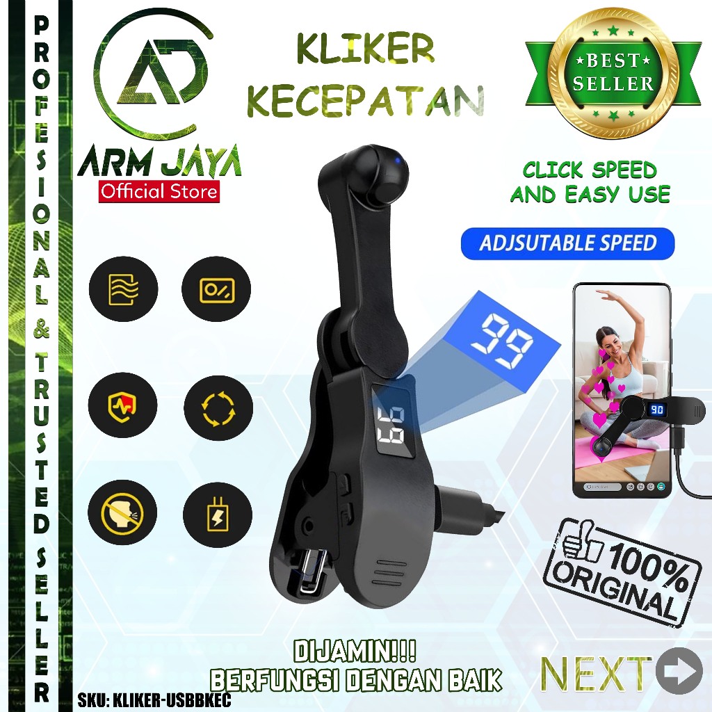 Armjaya Mini Auto Clicker USB Tap Klik Otomatis Untuk Live & Like Tanpa Sentuh Kliker Fast Tap