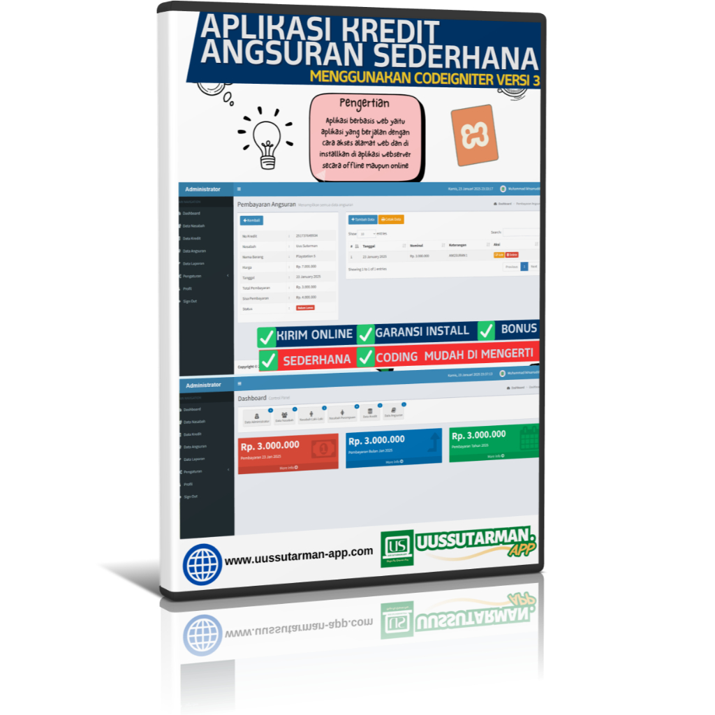 Aplikasi Kredit Angsuran Kredit HP/Cicilan/dll Berbasis Website Sederhana CI 3