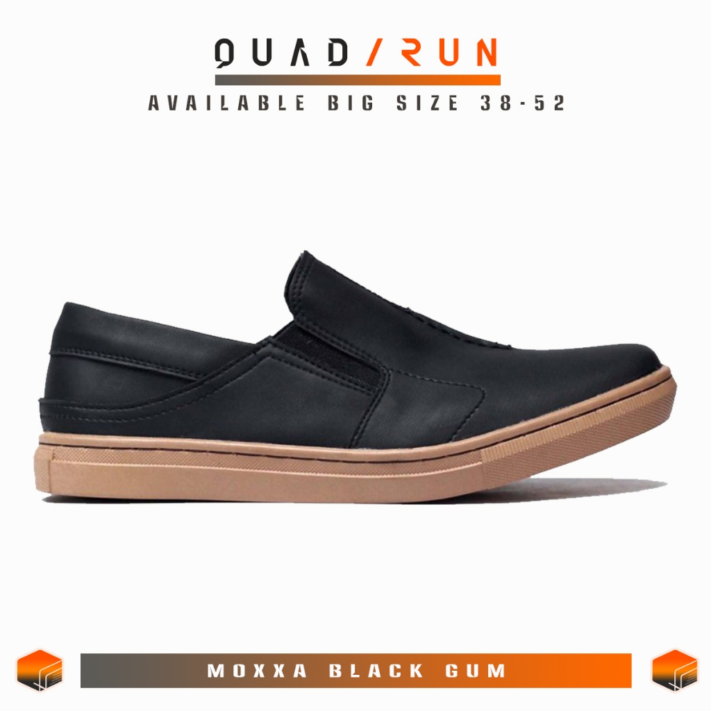 QUADRUN Footwear - Moxxa Black Gum [ Sepatu Slip On Pria Kasual & Formal | Sepatu Bahan Levis Jeans]