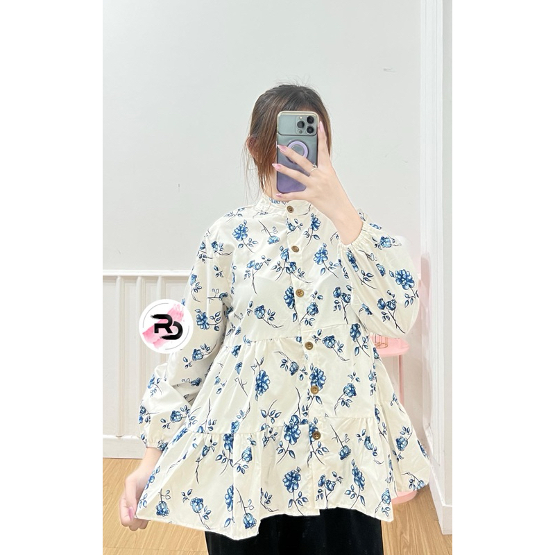 COD RD - Blouse Mirsany Shakila Oversize Bunga-Bunga