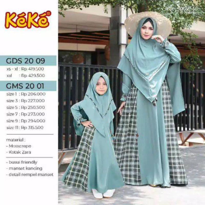 Keke Gamis Syari set khimar Couple Ibu & Anak (PL)