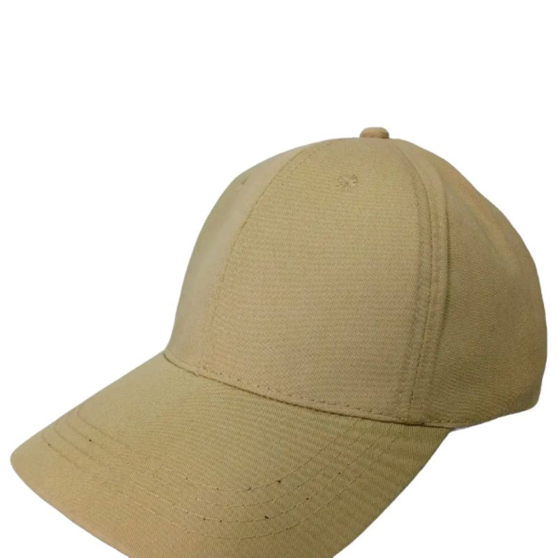 Topi Baseball Polos Pria/Wanita Bahan Drill (Cream)