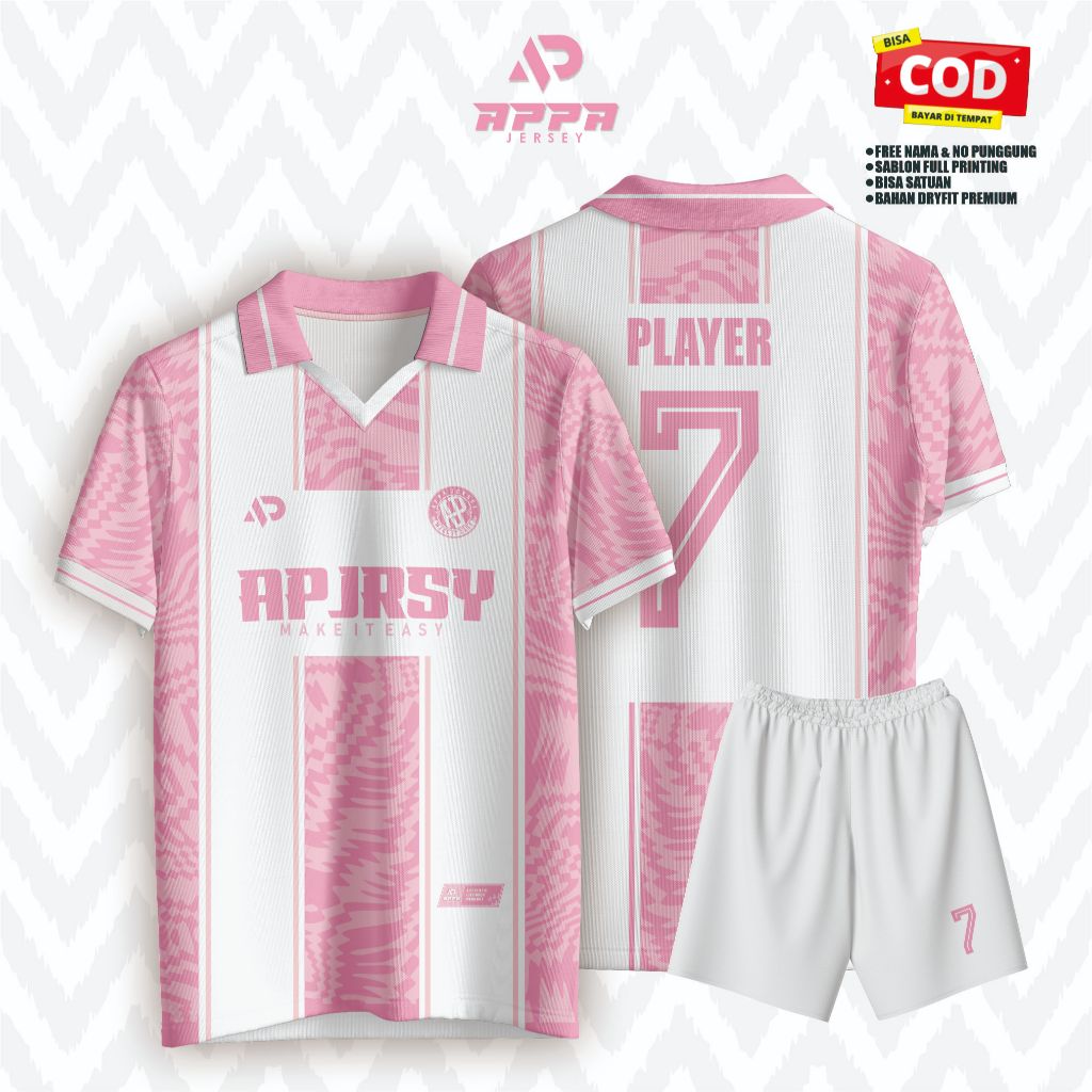 JERSEY KEREN JERSEY TERBARU JERSEY TIM JERSEY SEPAKBOLA JERSEY FUTSAL JERSEY PINK BEBAS CUSTOM NAMA,