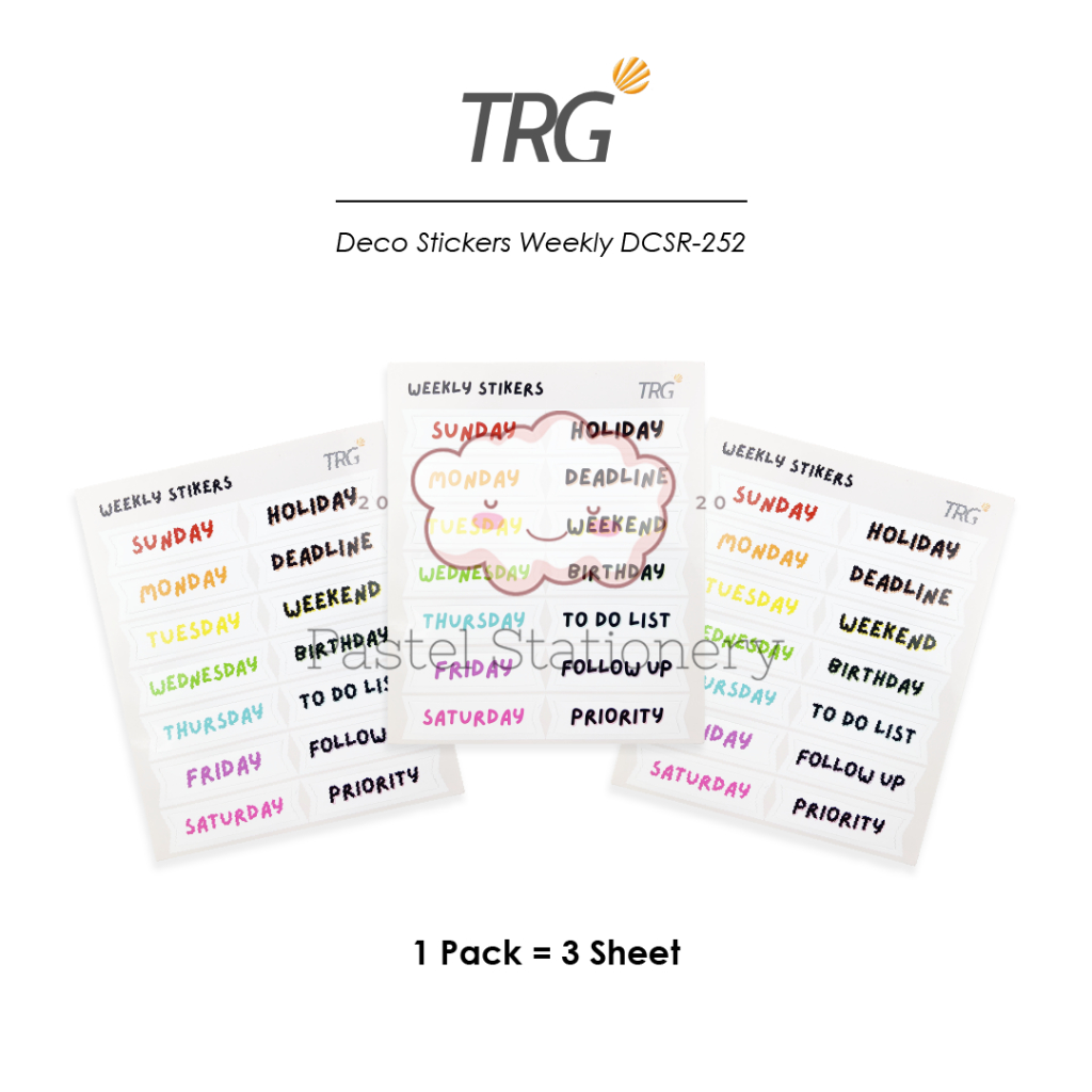 

TRG Deco Weekly Stickers DCSR-252 - Stiker Jadwal Tempel Lucu Untuk Journal Notebook Planner Scrapbook TRG