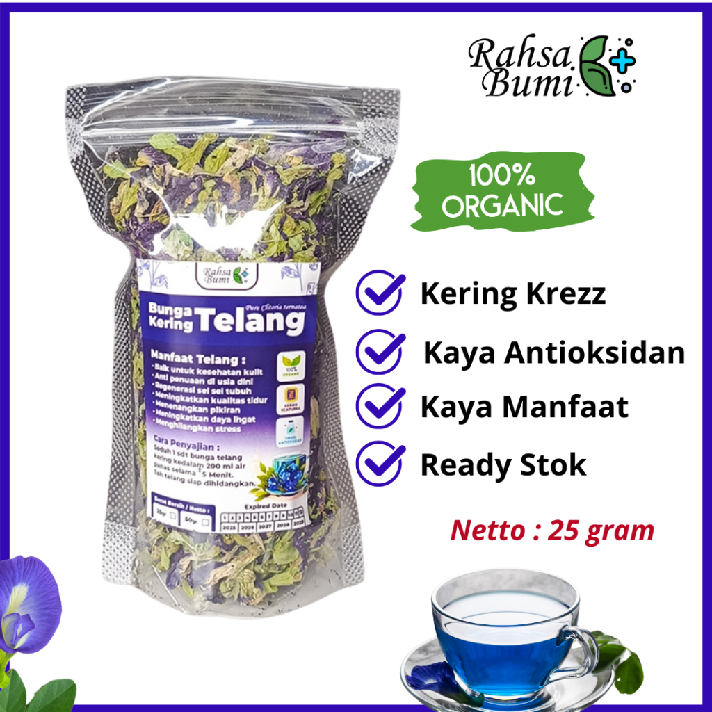 

Bunga Telang Kering Organik Premium 25gr - by Rahsa Bumi