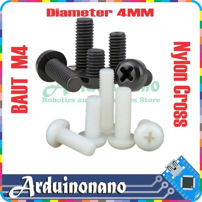 Cross Screw Nylon M6x25 M6 6mm height 25mm 25 mm 2.5cm Baut plastik