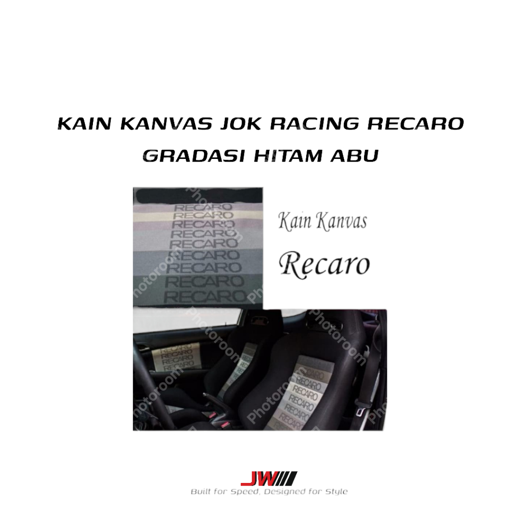 KAIN KANVAS JOK RACING RECARO GRADASI HITAM ABU