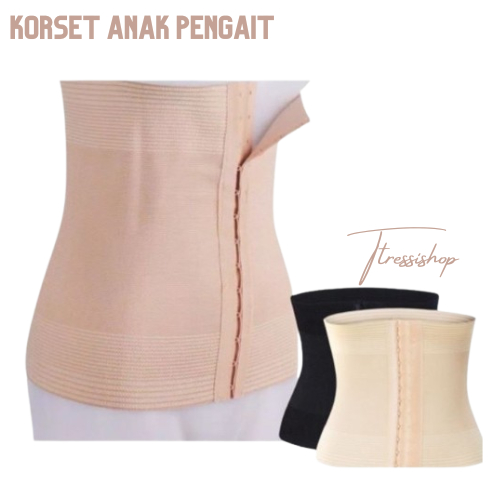 Korset Pengait Anak Tari Stagen Kait Untuk Menari Anak S M L XL Hitam Dan Cream Golden Nick