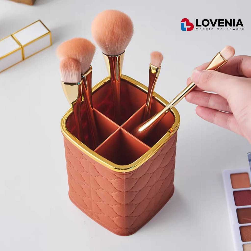 Murah  Lovenia Beauty Box Kotak / Tempat Kuas Makeup Premium Plastik Rak Kosmetik Motif Kain