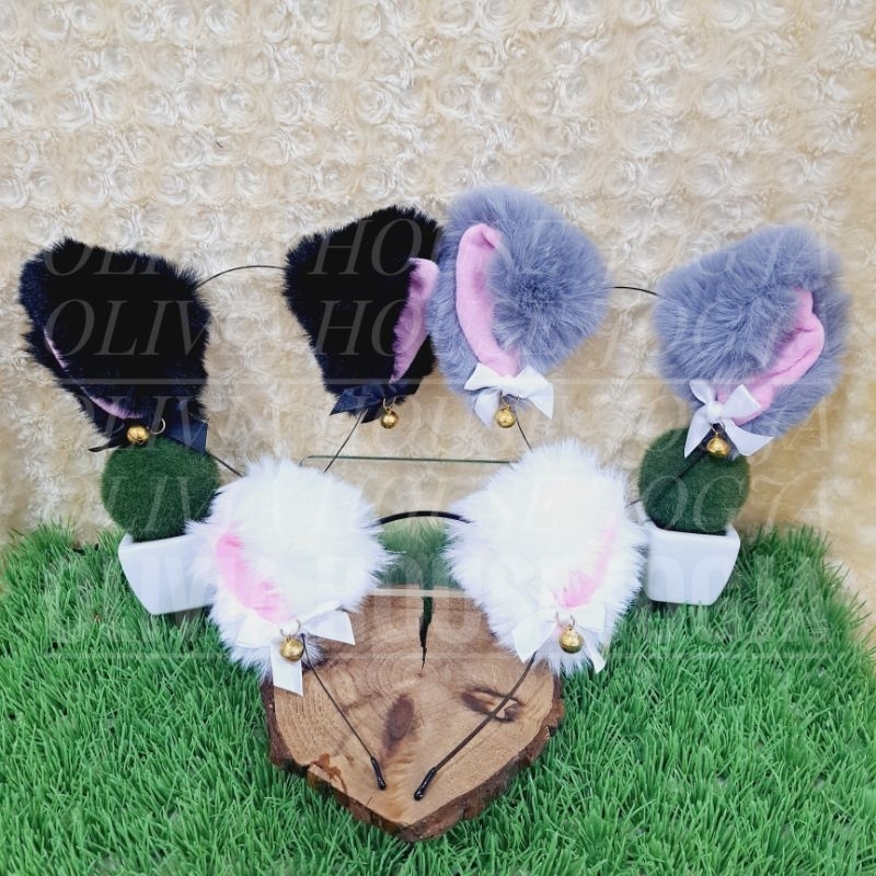 Bando Telinga Kucing Bando Bulu Pita Bando Kucing Lonceng