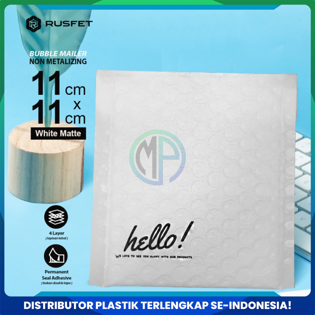 

Amplop Security Bubble Mailer White (Putih) 11 x 11cm Premium Solid Color Merek Rusfet Harga Satuan