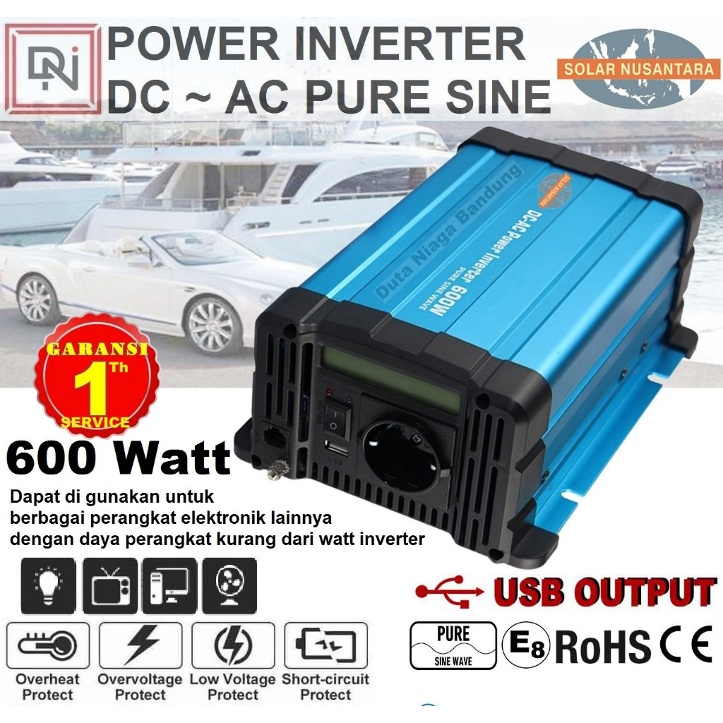 Inverter Pure Sine Wave 600 watt 12Vdc Power Inverter pure sine TSW 600W 12V