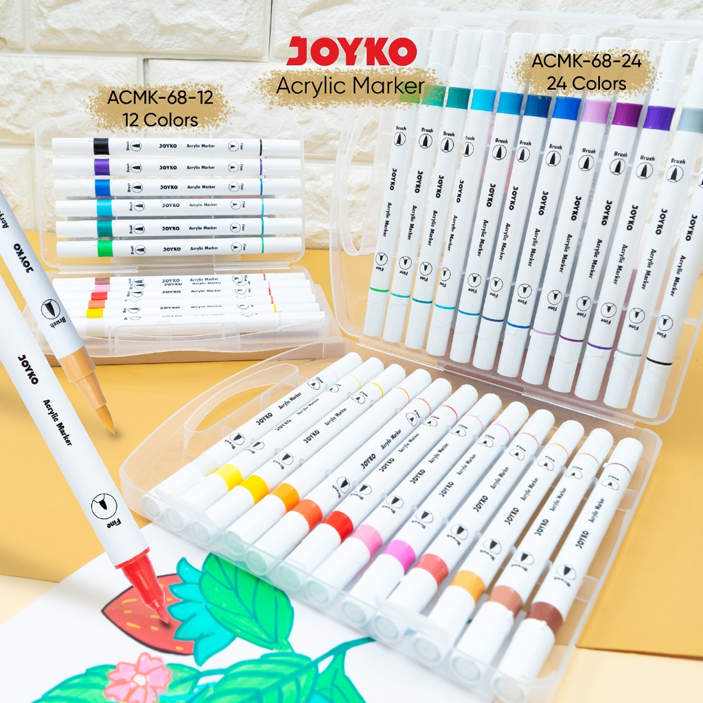 

Joyko Colour Acrylic Marker / Spidol Pen Akrilik 12 24 Warna Joyko ACMK-68