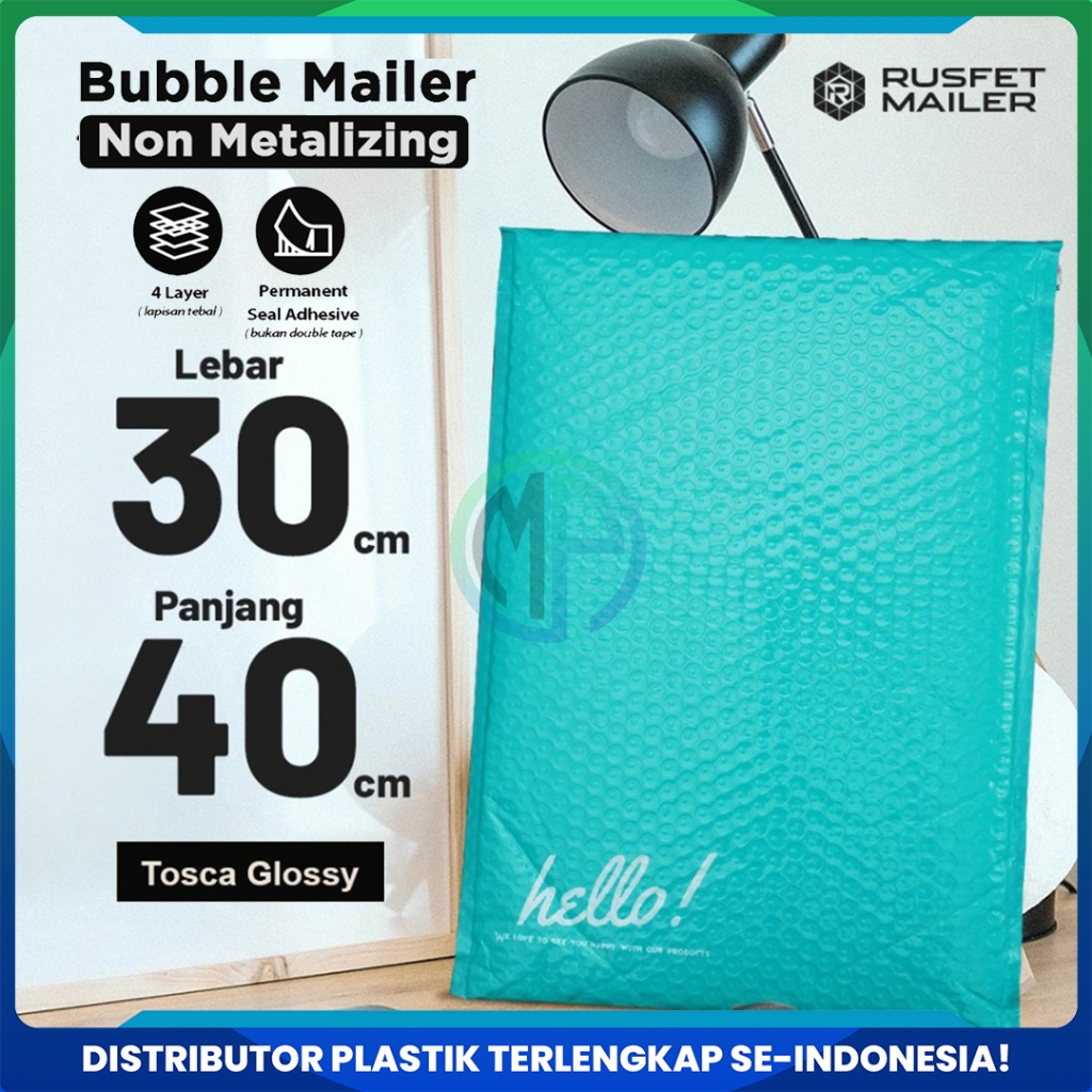 

Amplop Security Bubble Mailer Tosca (Biru) Glossy 30 x 40cm Premium Solid Color Rusfet Harga Satuan