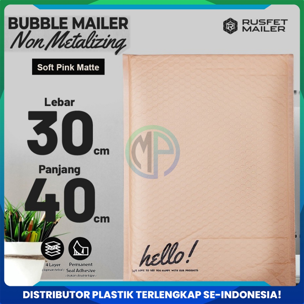 

Amplop Security Bubble Mailer Soft Pink 30cm x 40cm Premium Solid Color Merek Rusfet Harga Satuan
