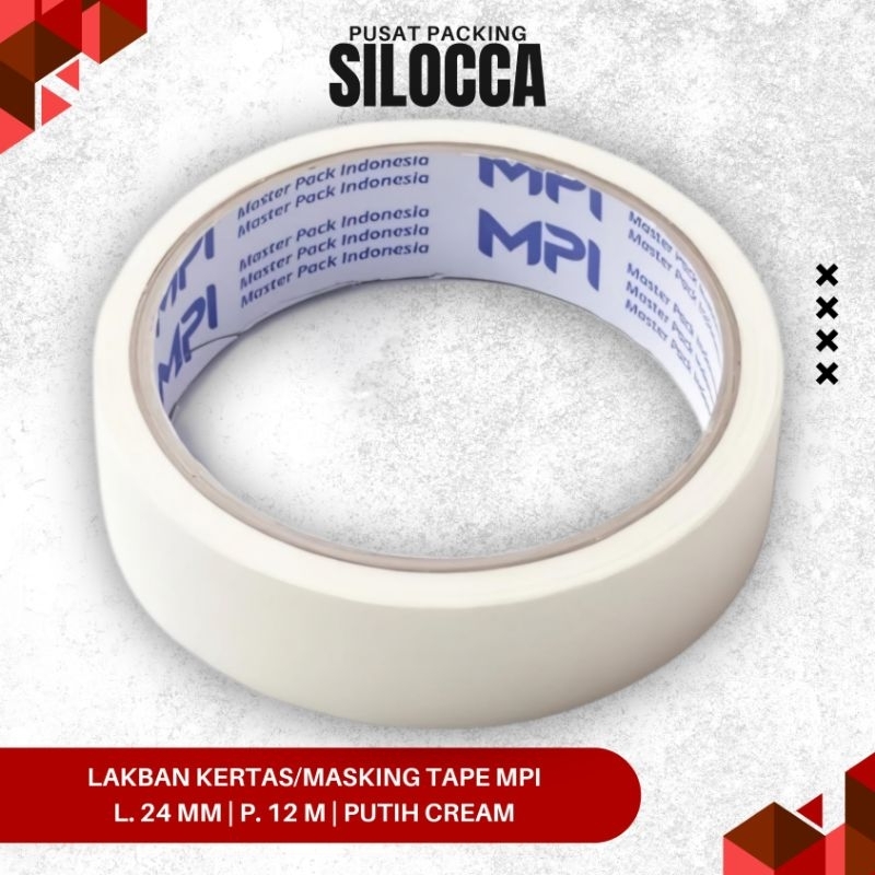 

LAKBAN KERTAS/MASKING TAPE 24 MM X 12 METER MPI - PUTIH CREAM/SOLATIP/SOLASI/ISOLASI/SELOTIP/TAPE
