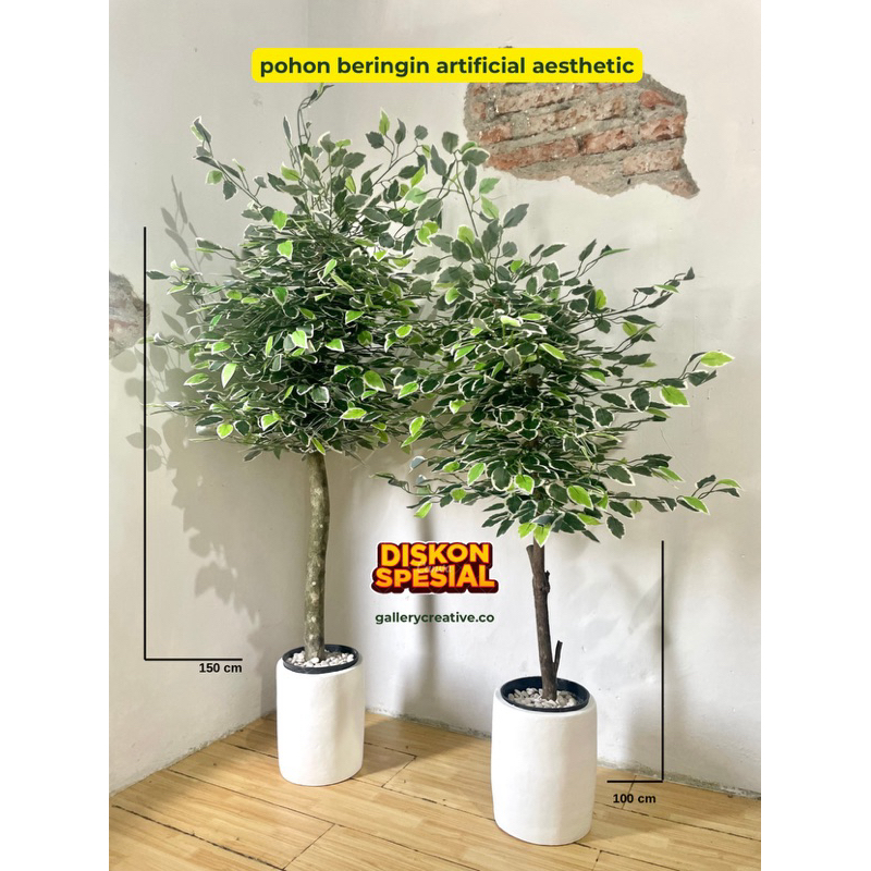 pohon artificial aesthetic beringin varigata hiasan rumah - bunga hias sudut ruang tamu besar tinggi