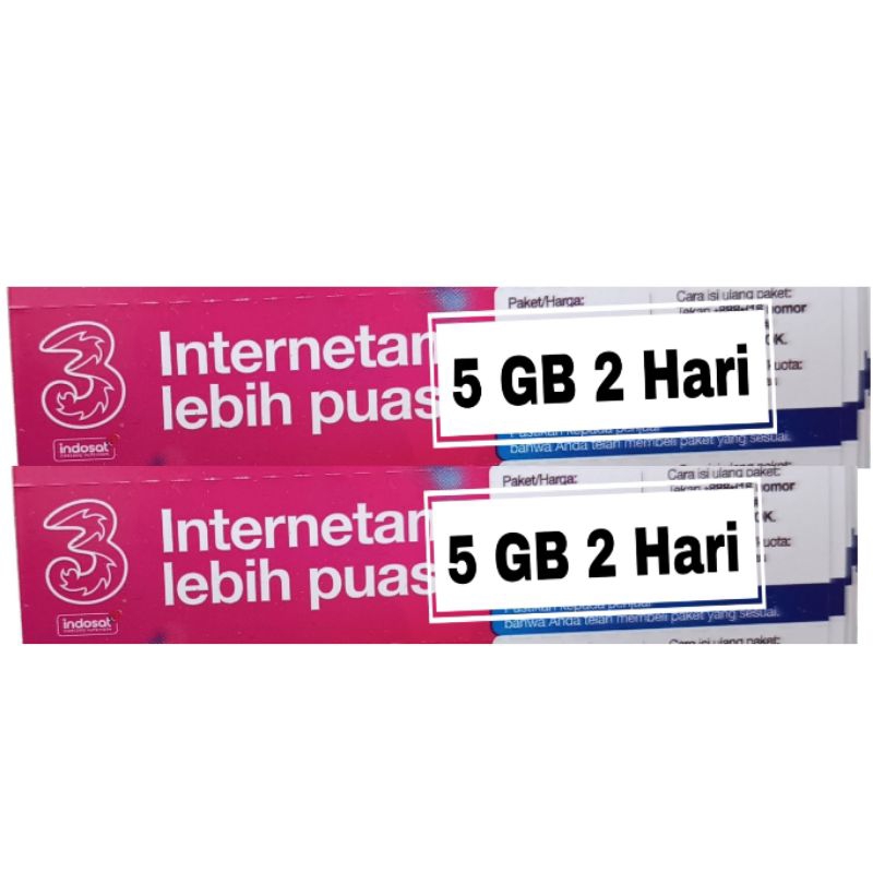 Voucher Tri 5 GB 2 hari kuota internet lebih puas