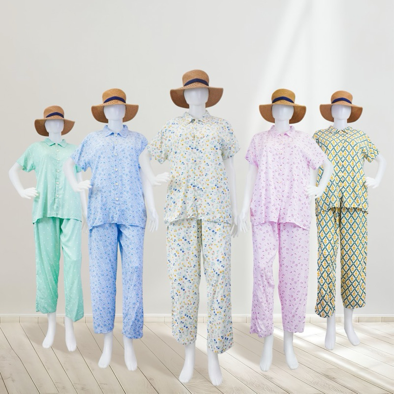 Piyama Set Rayon FREYA LD 110 & LD 120 home wear dewasa celana panjang bahan lembut pajamas menyusui