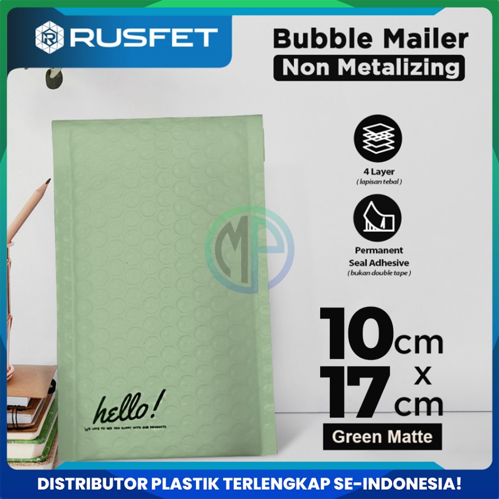 Amplop Bubble Envelope Mailer Rusfet Harga Satuan Hijau 10 x 17 cm