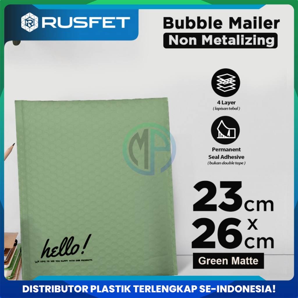 

Amplop Security Bubble Mailer Green Matte (Hijau) 23 x 26cm Premium Solid Color Rusfet Harga Satuan