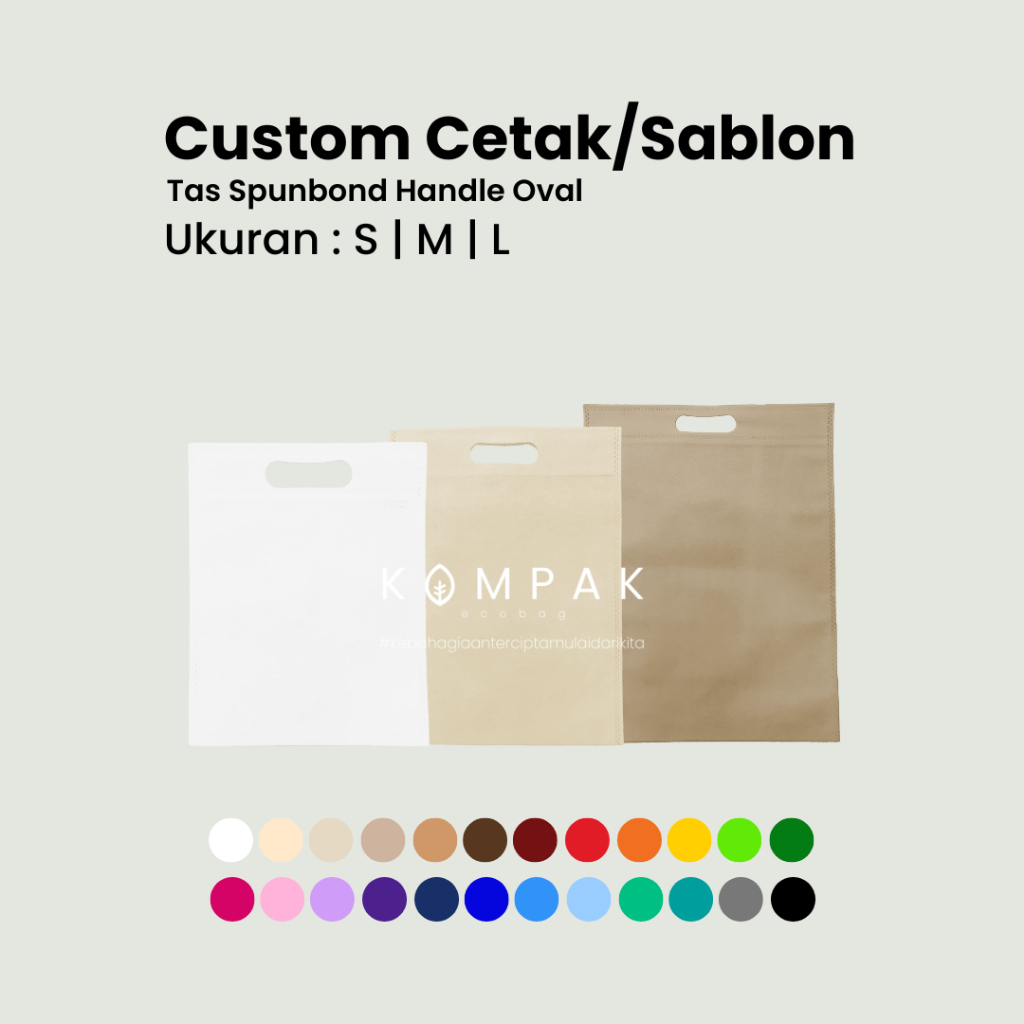 Tas Spunbond Press Oval Custom Cetak Sablon Kantong Goodie Bag Logo