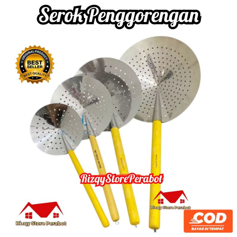 Serok Penggorengan Murah/ Serok Penggorengan Gagang Kayu/ Serok Penggorengan Stainless Murah