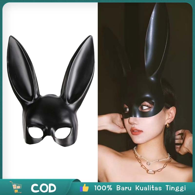 Topeng Pesta Halloween Kelinci Hitam Telinga Kelinci Cosplay Topeng Bunny Untuk Pesta Cosplay Hallow
