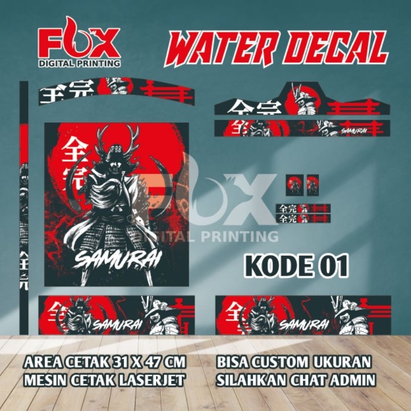 WATER DECAL SANGKAR REPLIKA, MURAI, KOSAN, KIPAS NOMER 1,2,3
