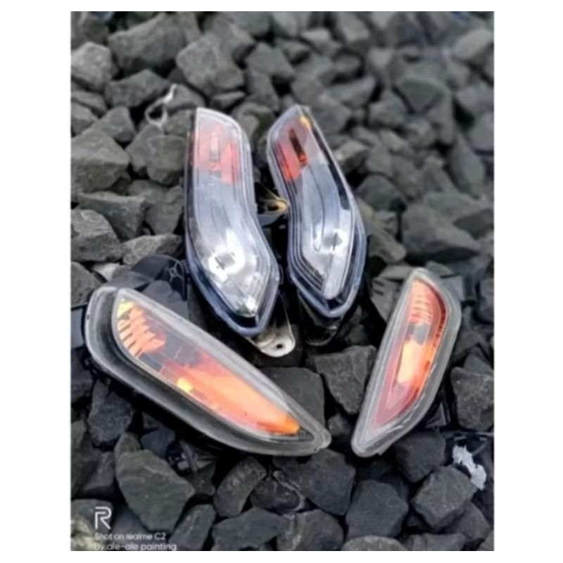 Lampu Sen Depang Belakang Scoopy Fi 2013-2016 Custom Hitam Oranye