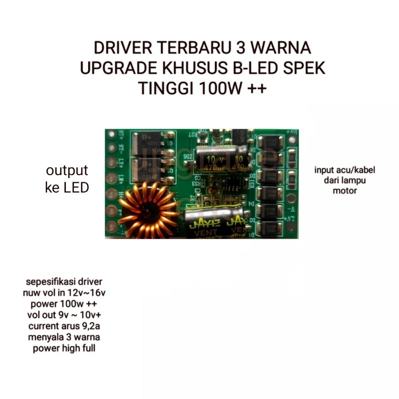 DRIVER 3WARNA PRODUK TERBARU SPEK TINGGI POWER FULL DRIVER KHUSU UNTUK UPGRADE B-LED 100W +UP 3WARNA