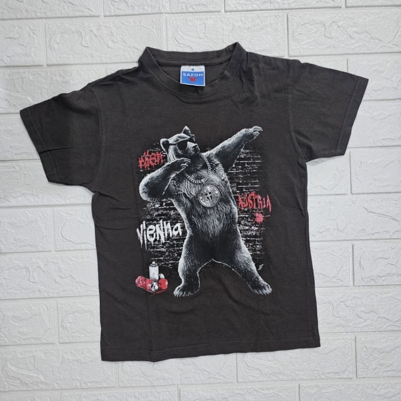 Preloved Kaos Atasan coklat tua anak laki umur 7th (bekas)