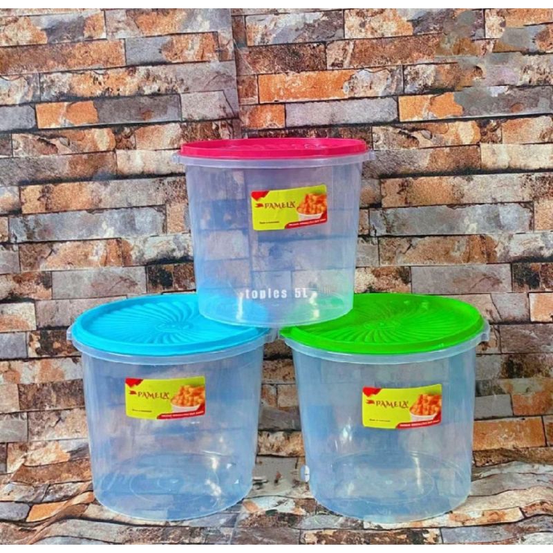 Toples 5 liter Pamela/ Toples plastik 5 Liter/ Toples kerupuk dan peyek 5 liter pamela