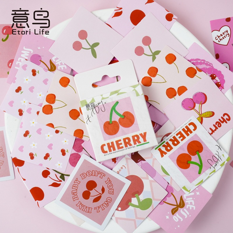 

【MAPLESOL】46PCS CHERRY BOMB STICKER BOX AESTHETIC WORD Stickers Retro Literary Ins Plant Notes Butterfly DIY Handbook Perangko Stiker Bujo / scrapbook / journal junk / Jurnal / Buku Diary / sticker Retro / vintage / postman postcard