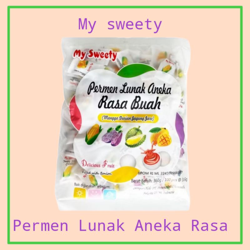 

Permen Lunak Aneka Rasa Kemasan 360 Gram/isi 100 Pcs