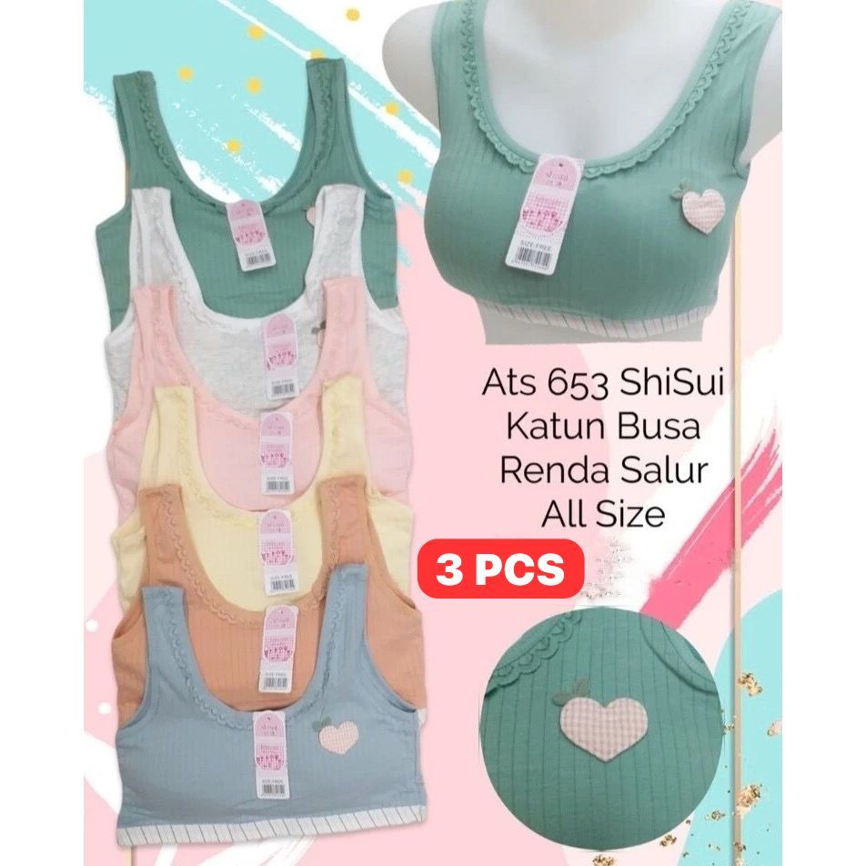 3 PCS MINISET REMAJA SMP SMA DEWASA BUSA BAHAN KATUN RENDA SALUR SHISUI PREMIUM MINISET