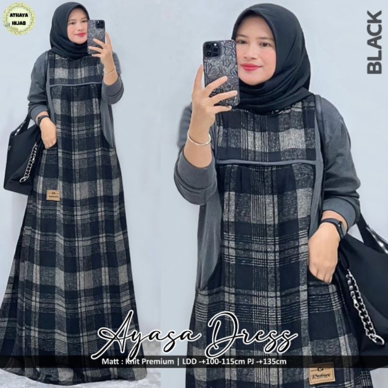 AYASA DRESS LD 115 ORI ATHAYA - GAMIS JUMBO MOTIF KOTAK KOTAK