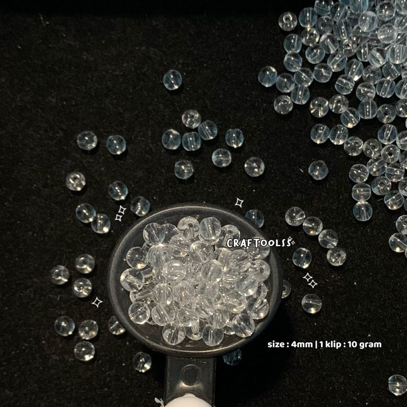 MANIK MOTE BULAT TRANSPARAN 4MM GLASS BEADS / KACA