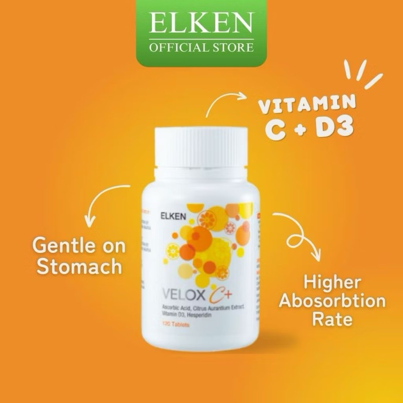 [NEW] Elken Velox C+ (120 Tablet) + Vitamin D3