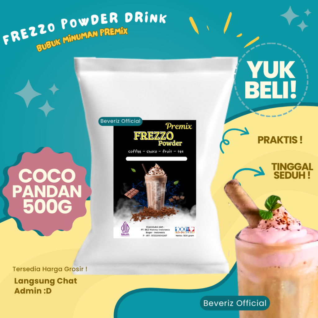 

BEVERIZ Frezzo Bubuk Minuman Rasa Coco Pandan | Boba Powder Drink Coco Pandan 500gram { Bisa COD} {Tersedia Harga Grosir}