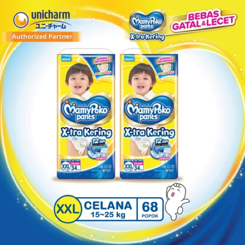 [ 2 BALL ] MamyPoko Pants X-tra Kering - XXL 34 - Popok Celana - 2 Packs