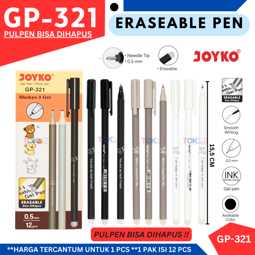 

Eraseable Gel Pen JOYKO GP-321 / pulpen yang bisa dihapus