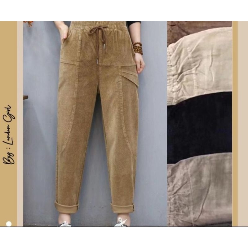 celana coduroy import London Girl | 6605 XL | celana coduroy hitam | celana korduroy coklat | cordur