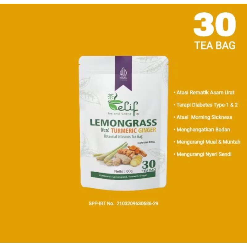 

LEMONGRASS TURMERIC GINGER HERBAL TEA Ingredient : Lemongrass, Ginger root and