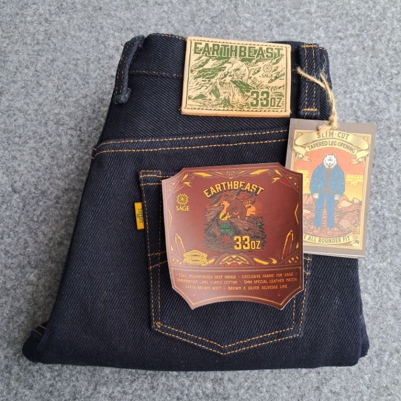 Denim Sage Earthbeast 33oz Unsaforized Indigo x Brown