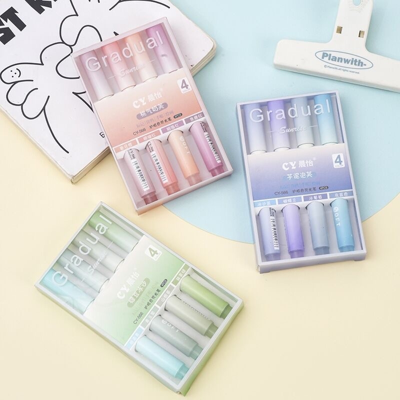 

4 Buah/Bungkus Secara Bertahap Pena Stabilo Kawaii Permen Warna Manga Spidol Midliner Pastel Stabilo Set— Hibio Present