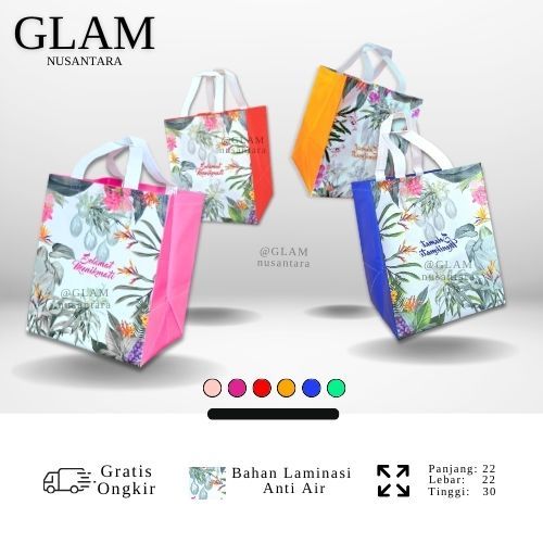 

Glamnusantara Tas Laminasi Pesona Bunga Nusantara - Souvenir Hajatan Elegan (22x22x30 cm) | Per Lusin