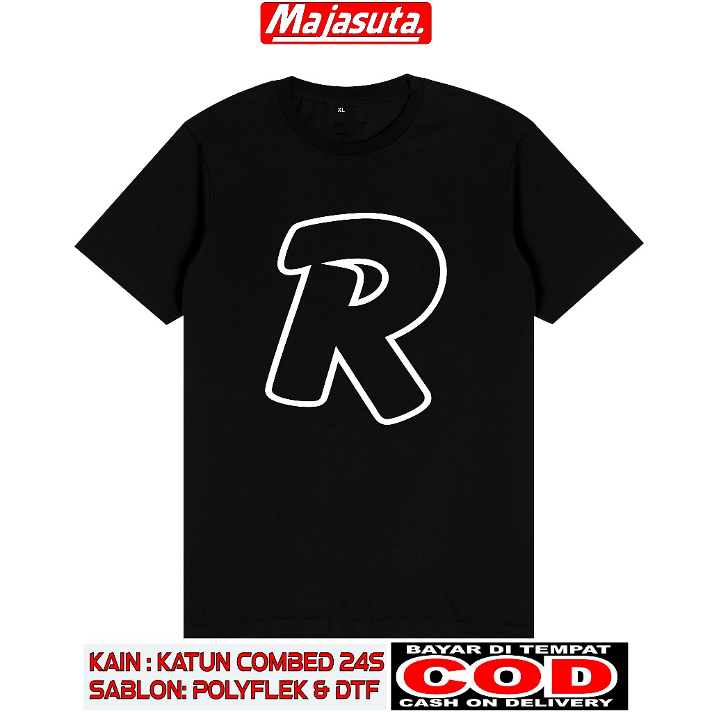 KAOS LOGO INISIAL ''R''  KATUN COMBED 24S TEBAL//BISA COD//KAOS DISTRO//KAOS PREMIUM//