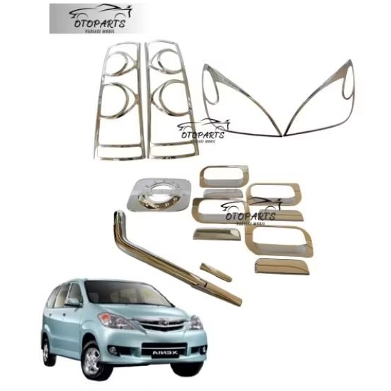 PAKET GARNIS LIS COVER DEPAN BELAKANG OUTER HANDLE  TANK COVER MODEL SPORTY COVER WIPER MOBIL XENIA 